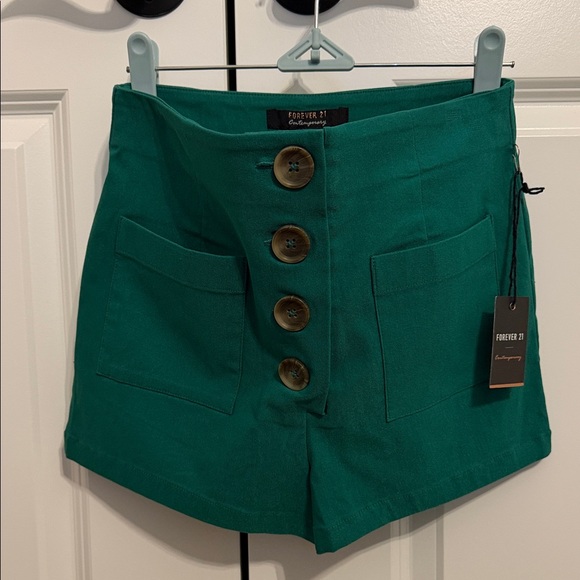 Forever 21 Pants - Forever 21 Hunter Green High Waist Women's Shorts